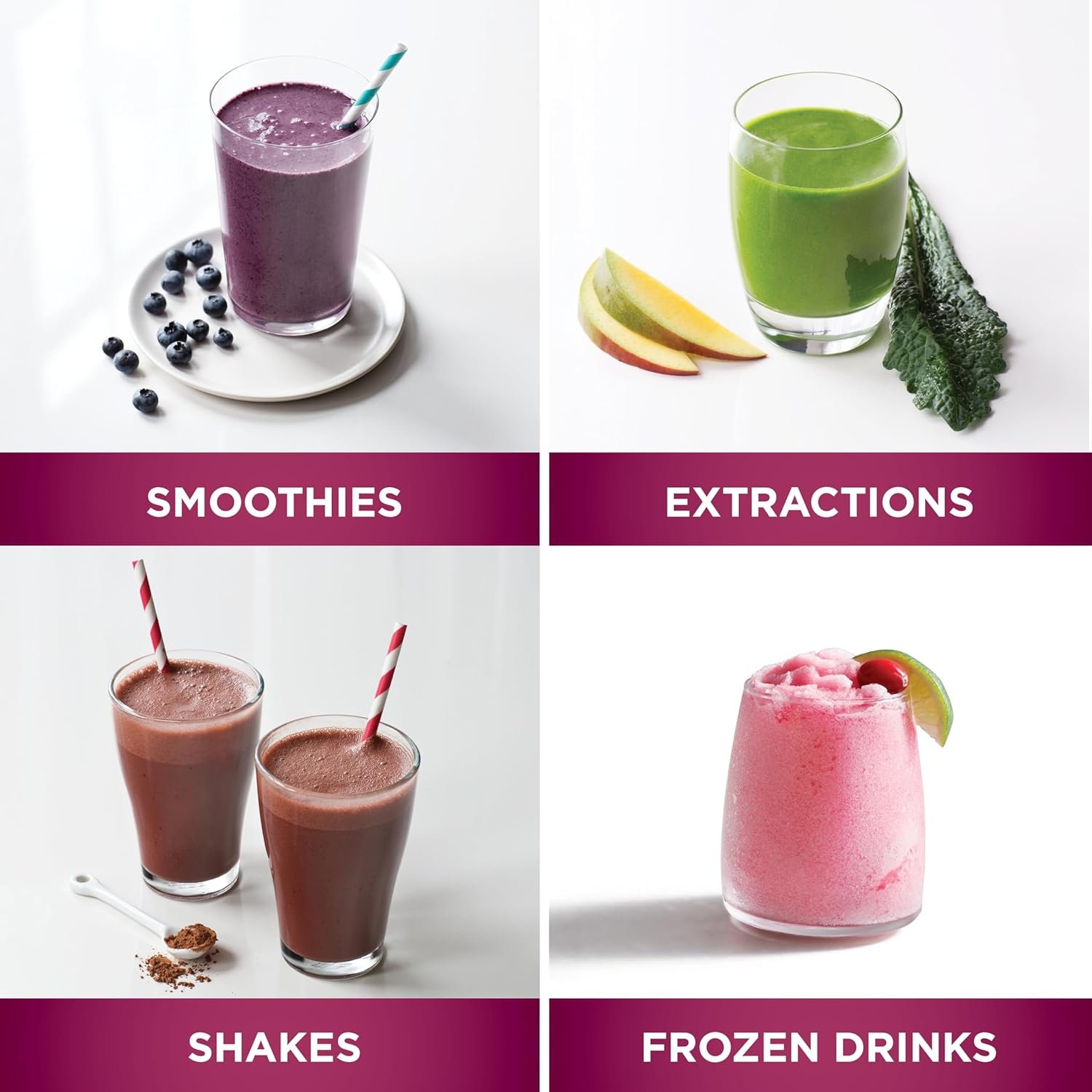 Portable blender for making fresh juices, smoothies, and shakes anytime.