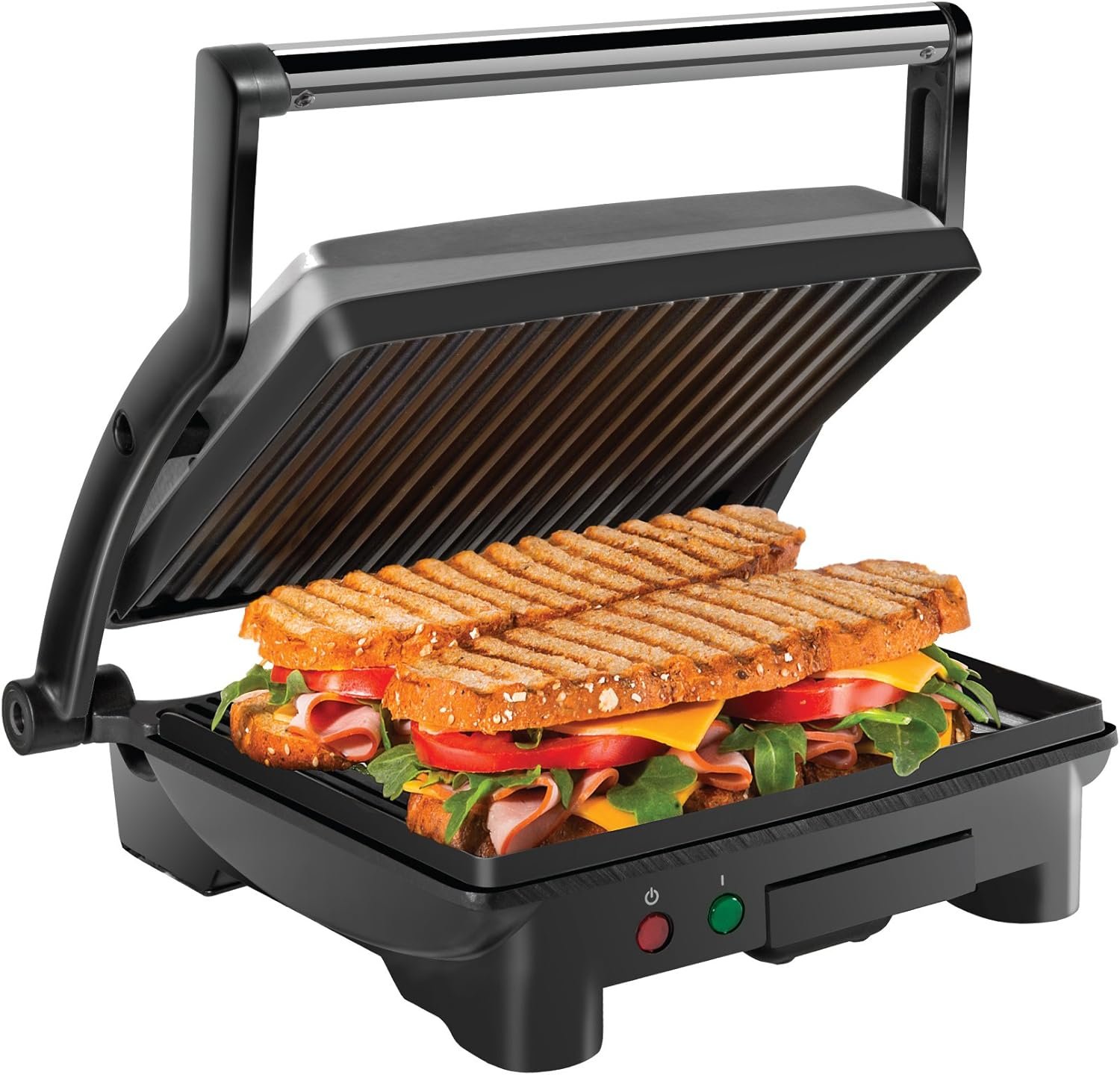 Chefman Panini Press Grill 4 Slice | Non-Stick Sandwich Maker & 180° Open Indoor Gril