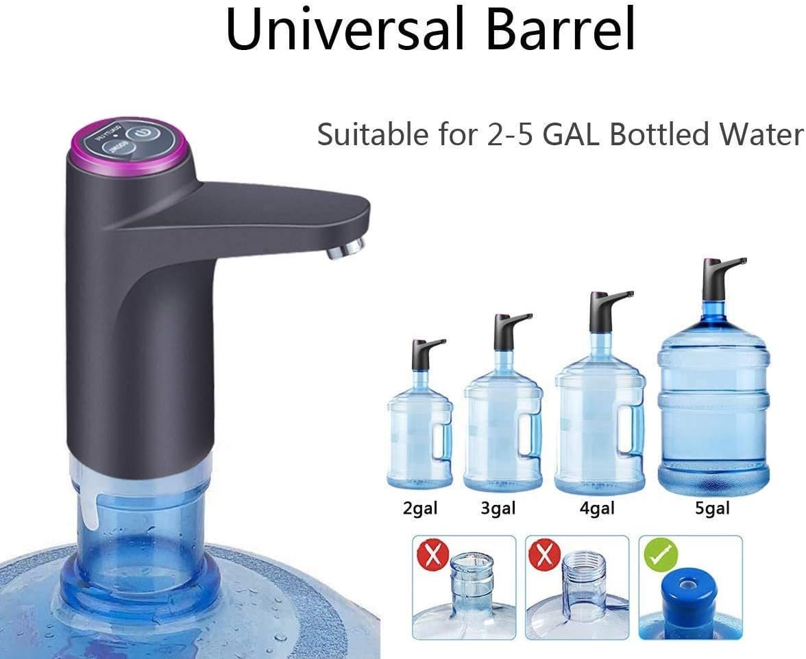 Water Dispenser for 5 Gallon Bottle, Portable Water Cooler Dispenser,Universal Water Dispenser for 2.5、3 and 5 Gallon Bottles USB Charging Water Pump